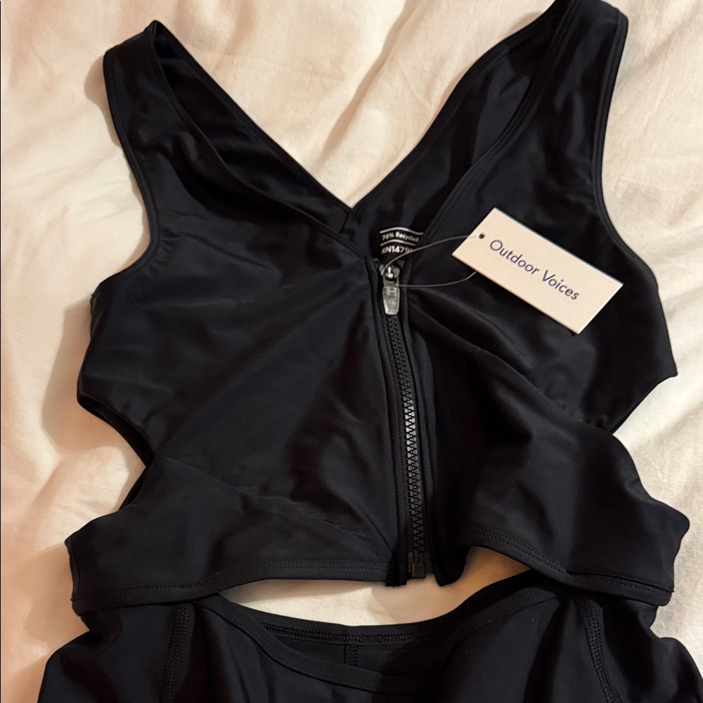 Outdoor Voices Midnight Zip SplashKnit Body Suit